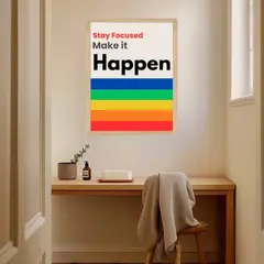 ARTE R LATTE - Artprint MAKE IT HAPPEN - Cuadro de madera Vintage Moderno con vidrio