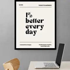 ARTE R LATTE - Artprint 1% BETTER - Cuadro de madera Vintage Moderno con vidrio