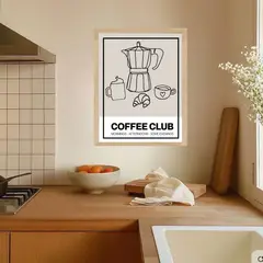 ARTE R LATTE - Artprint COFFEE CLUB - Cuadro de madera Vintage Moderno con vidrio