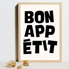 ARTE R LATTE - Artprint BON APETIT - Cuadro de madera Vintage Moderno con vidrio