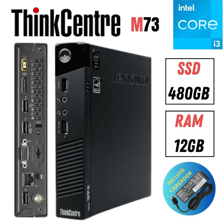 MINI PC LENOVO THINKCENTRE CORE I3 SSD 480GB RAM 12GB TINY M73