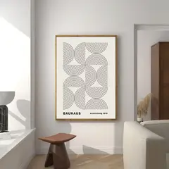 ARTE R LATTE - Artprint BAUHAUS 5 - Cuadro de madera Vintage Moderno con vidrio