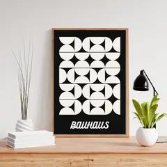 ARTE R LATTE - Artprint BAUHAUS 6 - Cuadro de madera Vintage Moderno con vidrio