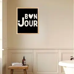 ARTE R LATTE - Artprint BON JOUR - Cuadro de madera Vintage Moderno con vidrio