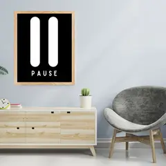 ARTE R LATTE - Artprint PAUSE - Cuadro de madera Vintage Moderno con vidrio