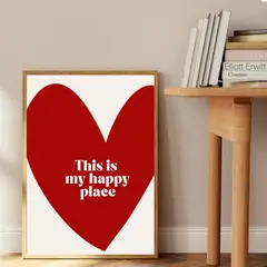 ARTE R LATTE - Artprint HAPPY PLACE - Cuadro de madera Vintage Moderno con vidrio