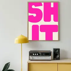 ARTE R LATTE - Artprint PINK SHIT - Cuadro de madera Vintage Moderno con vidrio