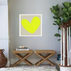 ARTE R LATTE - Artprint YELLOW HEART - Cuadro de madera Vintage Moderno con vidrio