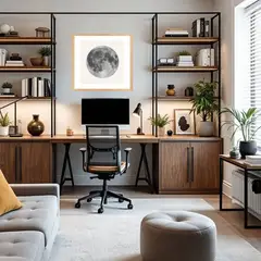 ARTE R LATTE - Artprint MOON - Cuadro de madera Vintage Moderno con vidrio