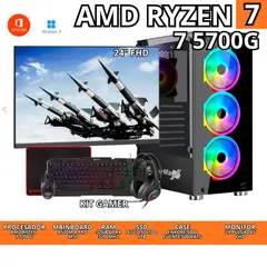 AMD - PC GAMER RYZEN 75700G 32GB RAM SSD1TB CON MONITOR 24 KIT GAMER