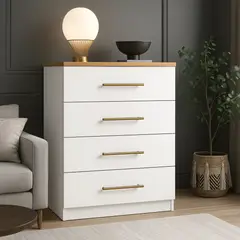 GENERICO - Cómoda Harmony 4 Cajones Blanco y Duna Huk