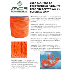 GENERICO - CABO O CUERDA POLIPROPILENO DE RESCATE FLOTANTE PARA ARO SALVAVIDAS