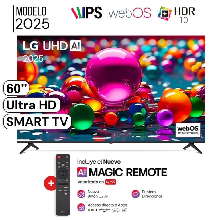 Televisor LED 60 Smart UHD 4K Thinq Ai 60UA8050PSA + Magic Remote