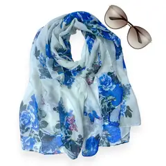 GENERICO - Bufanda Pañoleta chalina Pashmina Mariposas flores Negro Azul o Marrón