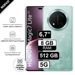 HONOR - Celular Magic 7 Lite 5G 512GB 8GB RAM cámara 108MP + 5MP frontal 16MP 67 Pulg Jade cyan