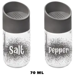 GENERICO - Set de Salero/Pimentero Tapa Color Negro 70 ML - Herevin