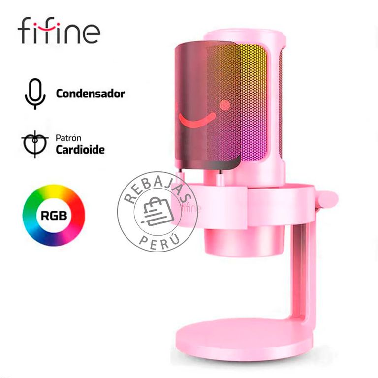 Micrófono Condensador Gamer A8 PINK USB RGB con Filtro Antipop
