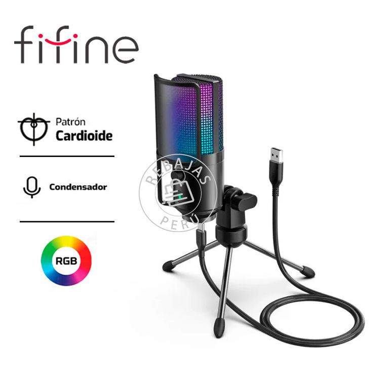 K669PRO3 Micrófono Condensador USB RGB con Trípode y Mute
