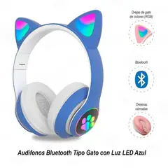 IMPORTADO MC - AUDÍFONO BLUETOOTH GATO CON LUZ LED -AZUL