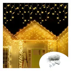 ARTEZA - Luces cálida cascada con cable transparente de 400led con salida hembra