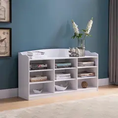 R&R MUEBLES - Zapatera Moderna Vintage León Blanco 120 cm