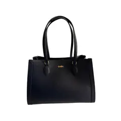 QARA - Tote Kate de Cuero Genuino Bolso Grande para Laptop con Cierre Metálico