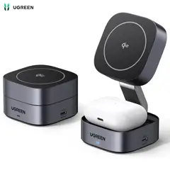 UGREEN - Estación de carga rápida Qi2 plegable magnética 2 en 1