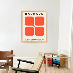 ARTE R LATTE - Artprint BAUHAUS 1 - Cuadro de madera Vintage Moderno con vidrio