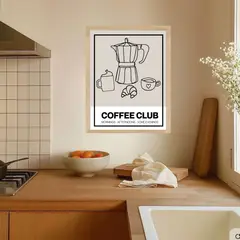 ARTE R LATTE - Artprint COFFEE CLUB - Cuadro de madera Vintage Moderno con vidrio