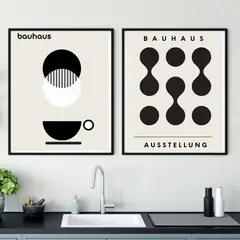 ARTE R LATTE - Artprint Bauhaus COFFEE - Cuadro de madera Vintage Moderno con vidrio