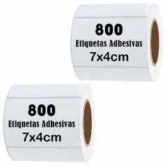 GENERICO - Etiqueta Termica Adhesiva 7x4cm Pack 2 Rollos