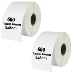 GENERICO - Etiqueta Termica Adhesiva 5x8cm Pack 2 Rollos