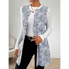 KAST PE - Cardigan Chaleco Uma azul con blanco - Talla M
