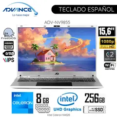 ADVANCE - Laptop NV9855 Intel Celeron N4020 8GB RAM 256GB SSD 15.6" FHD IPS FreeDos