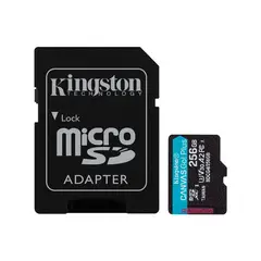 KINGSTON - MEMORIA FLASH MICROSD 256GB CON ADAPTADOR COLOR NEGRO