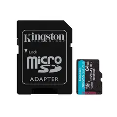 KINGSTON - MEMORIA FLASH MICROSD 64 GB CON ADAPTADOR