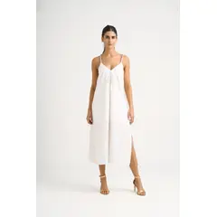 VELEZ - Vélez Vestido Maxi Celeste Tejido Mujer Trenzado Blanco