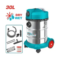 TOTAL - Aspiradora 30L 1400W 18KPA Seco Húmedo Industrial - TVC14301