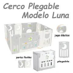 GENERICO - Cerco Bebe Con Piso Plegable Luna 120x150 - Plomo