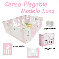 GENERICO - Cerco Bebe Con Piso Plegable Luna 120x150 - Rosa