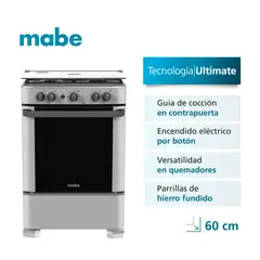 MABE - COCINA CMP6010FG1 A GAS DE 4 HORNILLAS SILVER