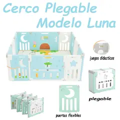 GENERICO - Cerco Bebe Con Piso Plegable Luna 120x150 -Celeste