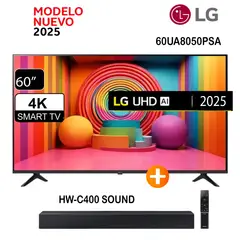 LG - Televisor 60 Smart UHD 4K Thinq Ai 60UA8050PSA + Soundbar HW-C400