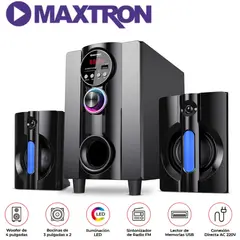 MAXTRON - Parlante 2,1 MAX S202 Zenith USB BT AUX Iluminación LED
