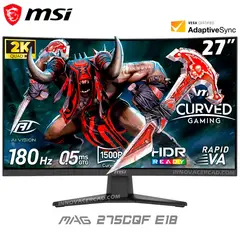 MSI - Monitor 27" Curvo MAG 275CQF E18 WQHD 2560 x 1440 180HZ 0.5MS GTG