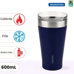 TRAMONTINA - Vaso Térmico de Acero con tapa 500 ml Azul Exata - Tramontina.