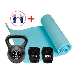 HOLGU - Pesa Rusa 4KG + Tobillera de 2KG + Matt yoga 8mm Guantes