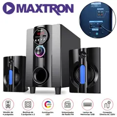 MAXTRON - Parlante 2,1 MAX S202 Zenith Subwoofer 4" USB BT AUX