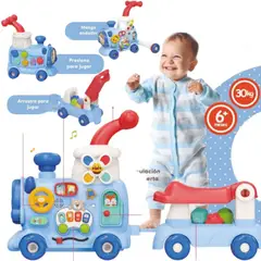 CAM - Caminador y Andadera Musical para Bebé Modelo trencito AZUL