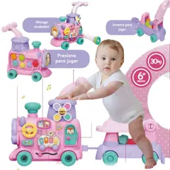 CAM - Caminador y Andadera Musical para Bebé Modelo trencito ROSA